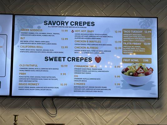 Crepe menu