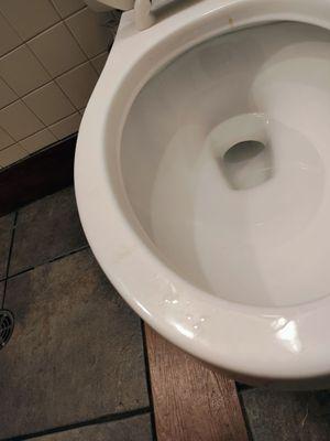 Urine on the toilet rim "not mine"!