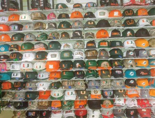 Miami Hurricanes Hats
Miami Dolphins Hats 
We've got them...lots!!!