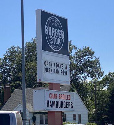 Outside Sign of 'Burger Stop'