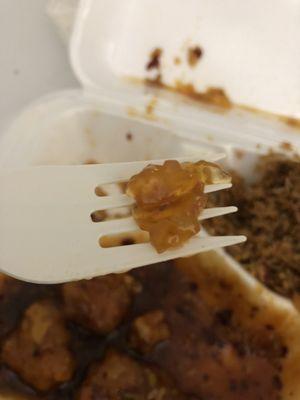 Jelly like substance in my Orange Chicken.