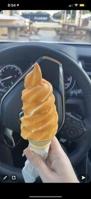 Butterscotch dipped ice cream.