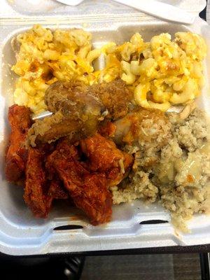 Take out - hot wings, fried chicken, Mac and cheese and dressing