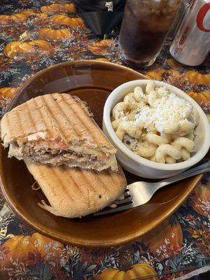 Cuban panini with pasta salad