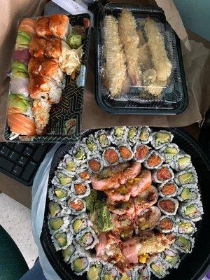 Rainbow Roll, party tray, Shrimp Tempura