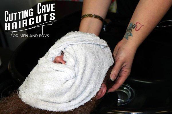 Upgrade to an Overworked man package today for a Scalp Massage and Hot towel!