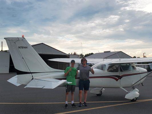 Andrew K.  Solo's at 16 years old with less than 10 hours of instructor training.  Congratulations!!!!