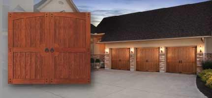 CANYON RIDGE® collection LIMITED EDITION series Insulated carriage house garage doors with faux wood overlays