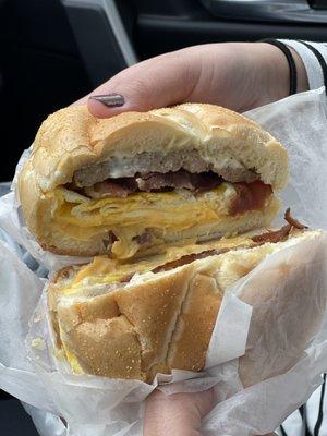 Bacon sausage egg and cheese