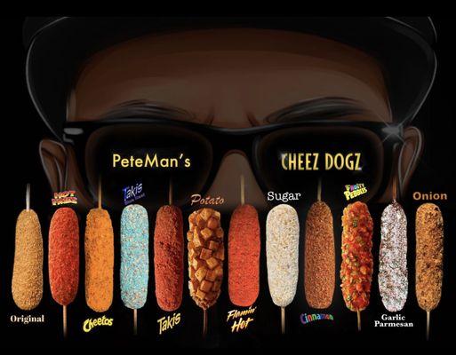 Our full menu 12 Cheez Dogz to choose from