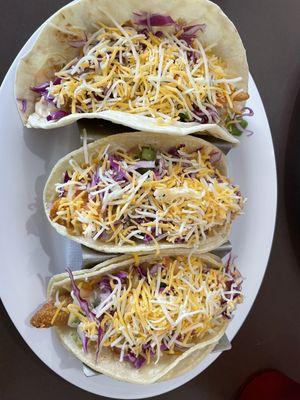 3 Fish Tacos Fried Redfish