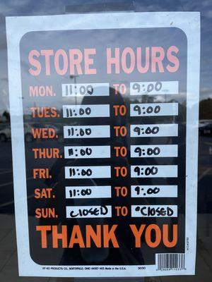 Store hours