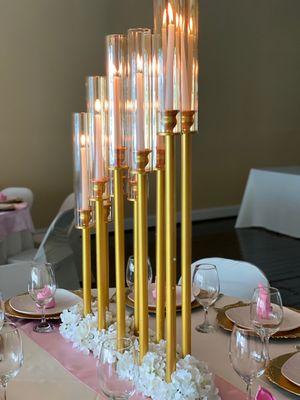 Gold candelabras table setting