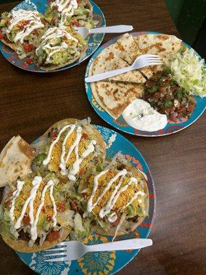 Tostadas, quesadillas with pico de Gallo