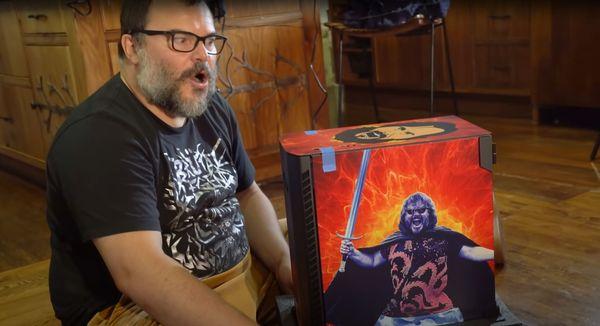 Jack Black unboxes his new custom Falcon Northwest Talon PC.