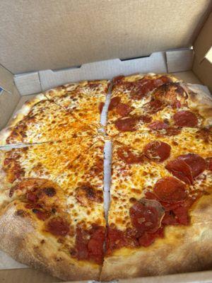 Half cheese half pepperoni