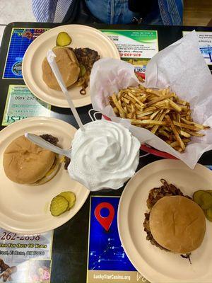 Onion burger and fries