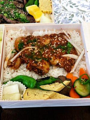 Spicy korean oyster bento