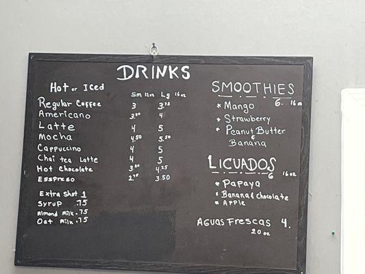 Drink menu 8/23/23