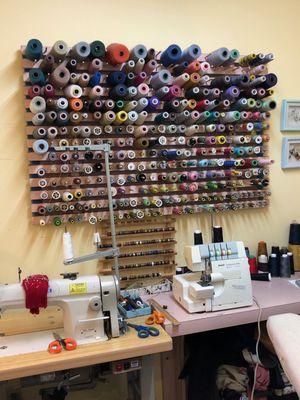 sewing room with threads to match