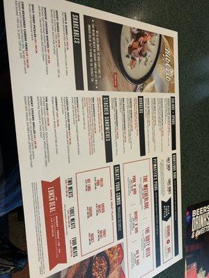 Inside of menu at the RibCrib BBQ in Wichita Falls, Texas.