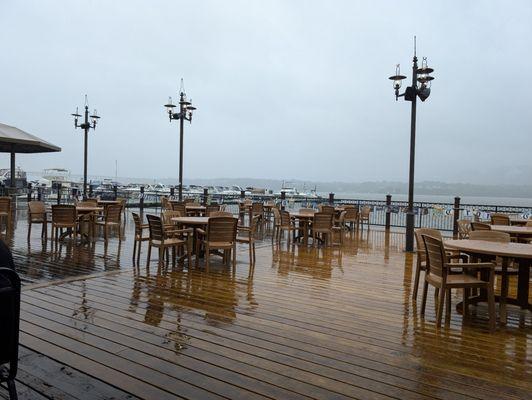 Outdoor patio...in the rain.