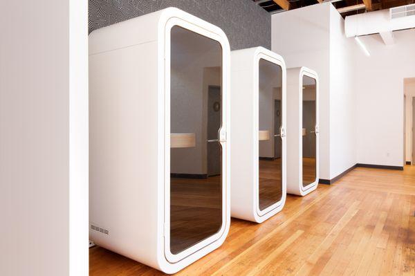 Soundproof phone booths to take a call.