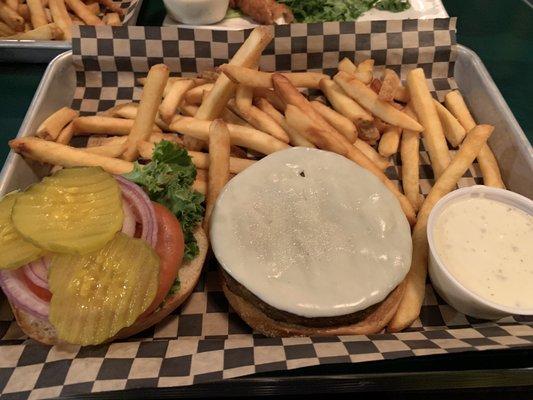 Veggie Burger w/ Provolone, Fries, & a side of Ranch!