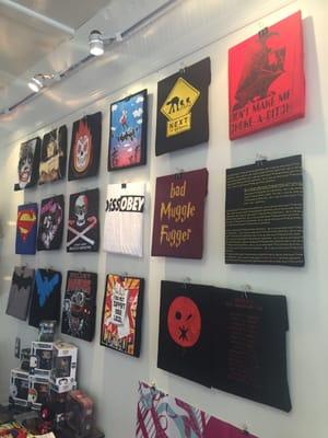 Original hand-screened t-shirts as well as shirts from your favorite comics!