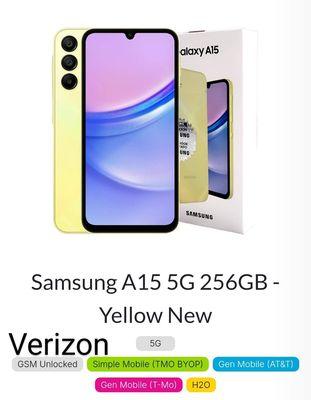 Samsung Galaxy A15 5G 256GB Global Unlocked Verizon/T-Mobile/AT&T/Metro Pcs/Boost/Cricket/Simple Mobile/TracFone $300.00