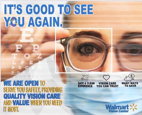 Hoover Walmart Vision Center is open again!