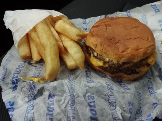 A tasty Deluxe Cheeseburger & thick-cut French fries, at Ken's Fast Foods in Fayetteville, TN.