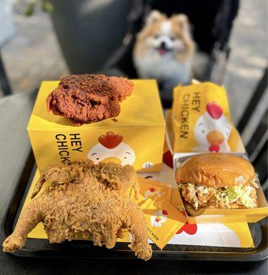 Golden Whole Fried Chicken ($19.99), Crispy Chicken Sandwich Combo w/ fries ($14.49), Nashville Hot Thigh ($4.99)