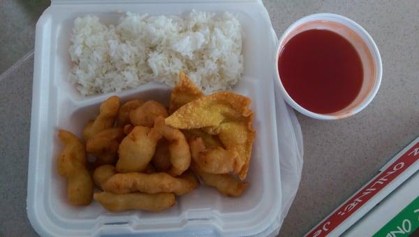 Sweet & sour chicken and crab rangoon