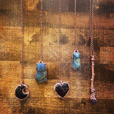 Handmade recycled copper and gemstone jewelry