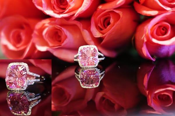 Pink Topaz & Diamond Ring 14K Gold @ Olivieri Jewelers