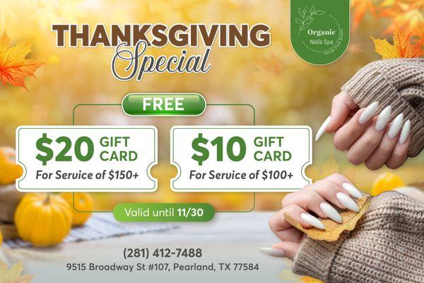 THANKSGIVING SPECIAL
 
 This Thanksgiving season, we're grateful for your support, and we want to give back to you!