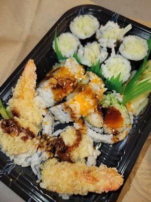 Cucumber roll and shrimp tempura roll