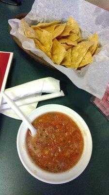 Chips and a fresh and tasty salsa.