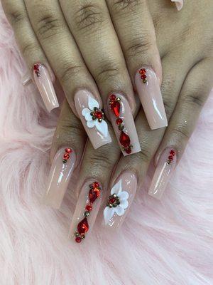 Gel with 3D flowers design