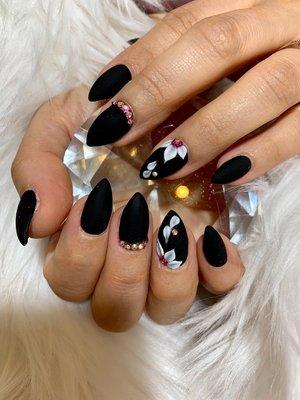 Matte Black 3D flowers