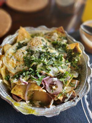 Chilaquiles Verdes with eggs