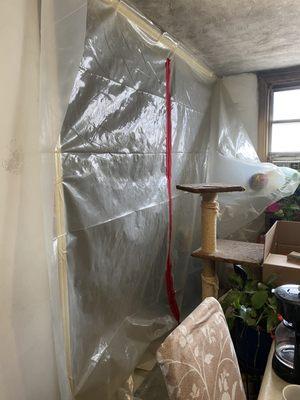 Kitchen covering during  asbestos abatement