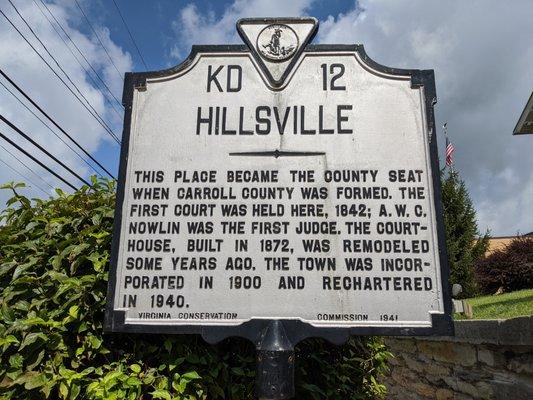 Hillsville Historical Marker