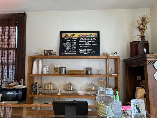 ice cream, lavender sweet tea offerings