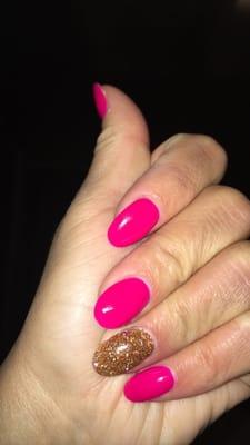 SNS hot pink #102 and gold #68