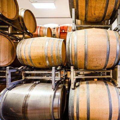 The barrel room here at Fog Crest Vineyard