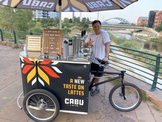 Nick Maxfield, Founder, and the coffee cart