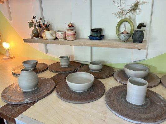 Pieces made in a 2 hour pottery for two class!