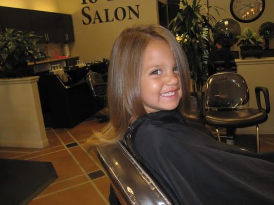 My daughters first hair cut.Julia talked to her about Disney princess while giving her "princess hair".Great cut, great service!